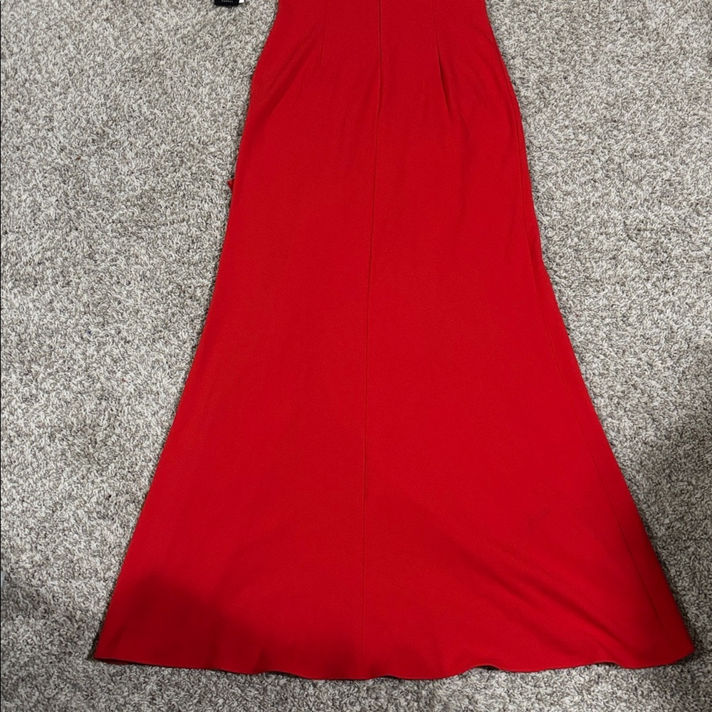 Adrianna Papell  Red Off Shoulder Asymmetric Mermaid Dress 6 - Picture 8 of 12